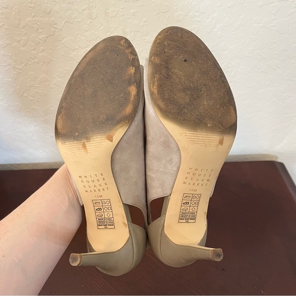 White House Black Market Grace Suede Heels in Taupe Terrain Size 10 - Picture 12 of 14